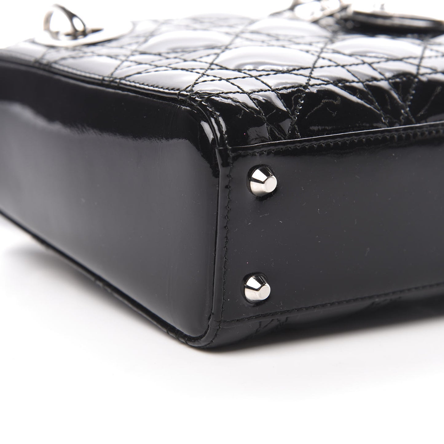Patent Cannage Mini Lady Dior Black