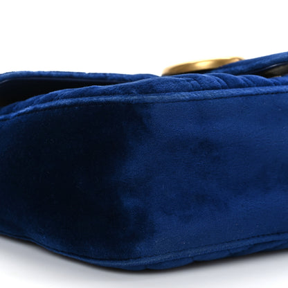 Gucci Velvet Matelasse Small GG Marmont Shoulder Bag Cobalt Blue 8 of 9