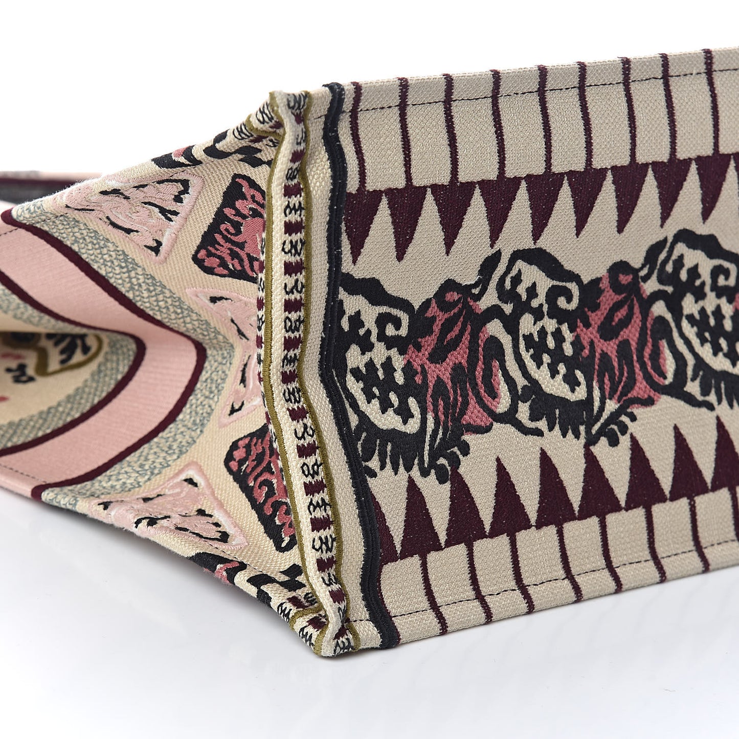Canvas Embroidered Geometric Book Tote Multicolor