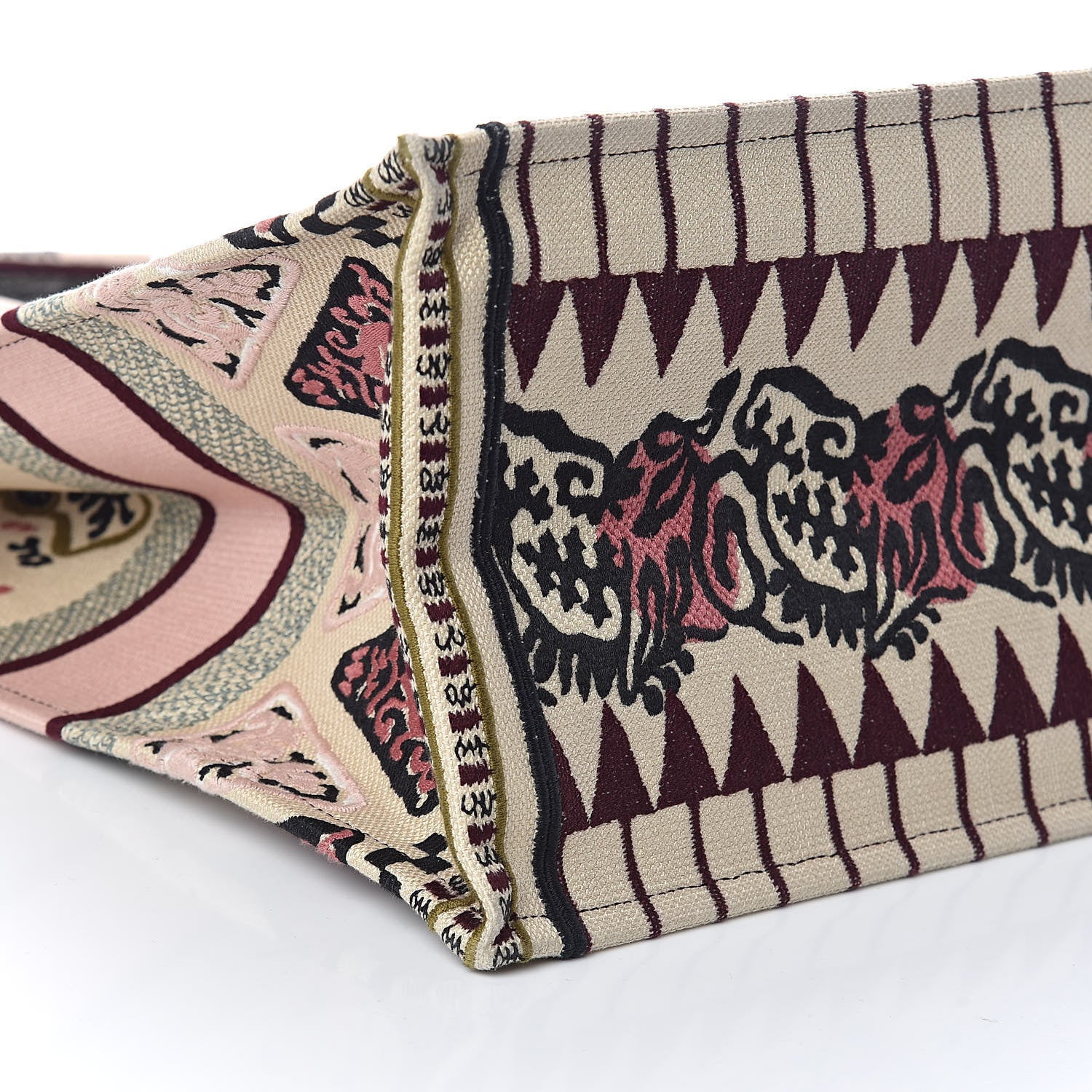 Christian Dior Canvas Embroidered Geometric Book Tote Multicolor 8 of 9