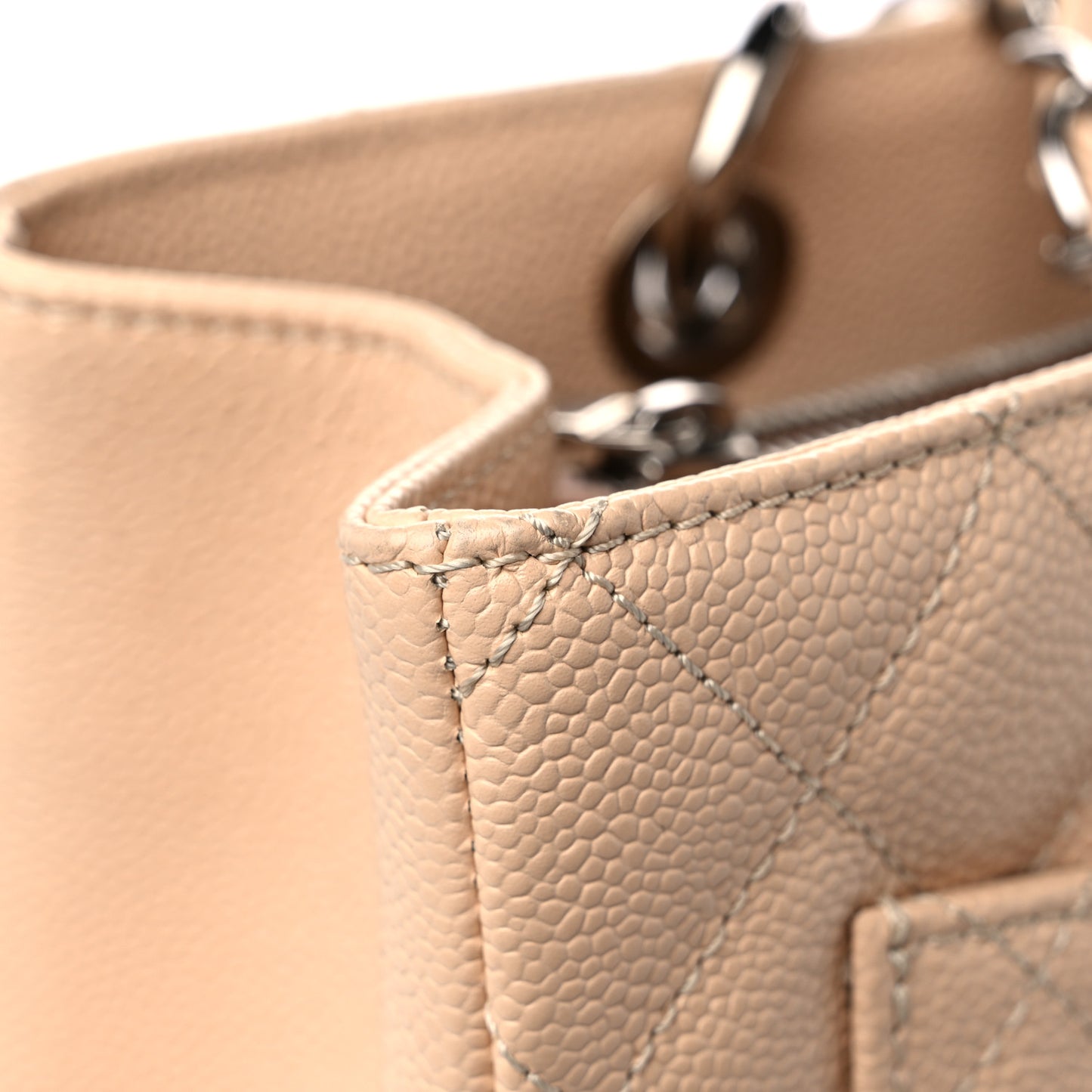 Caviar Quilted Grand Shopping Tote GST Beige