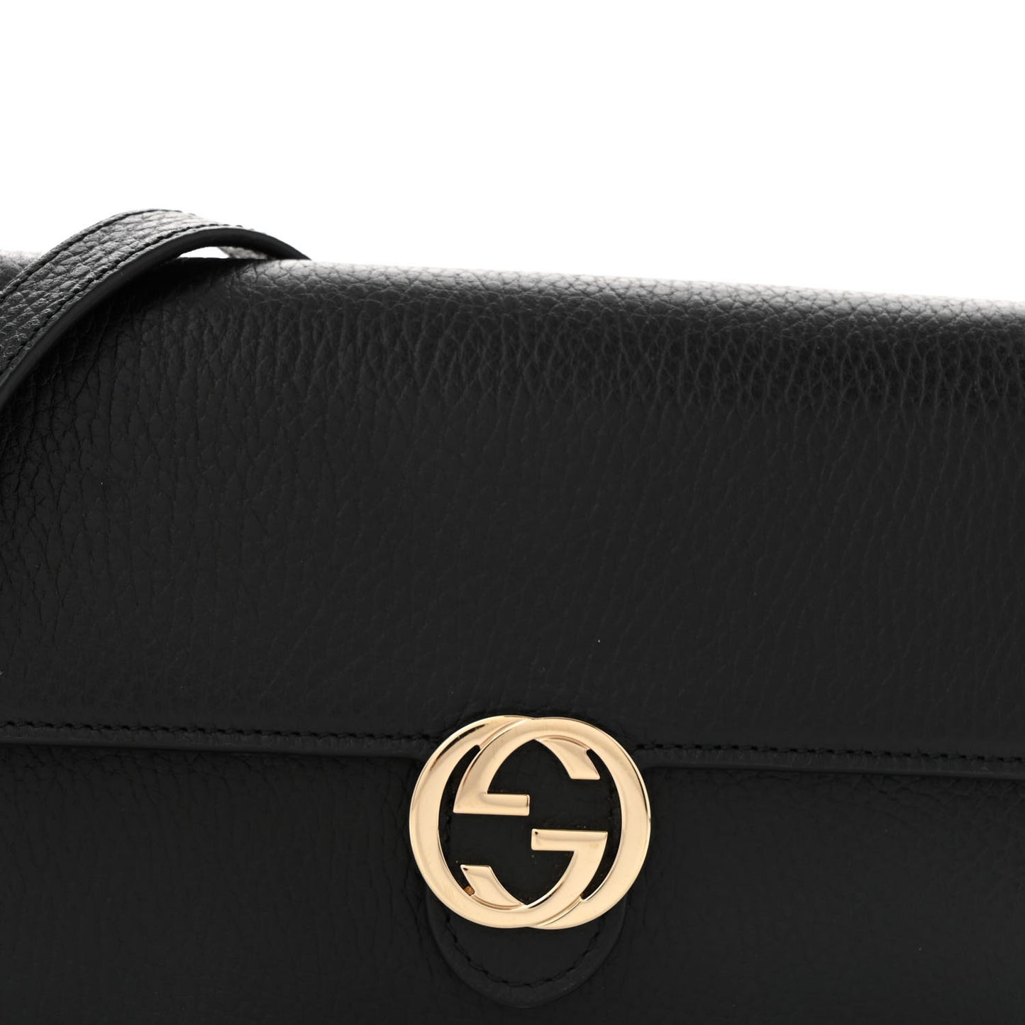 Dollar Calfskin Interlocking G Chain Wallet Black