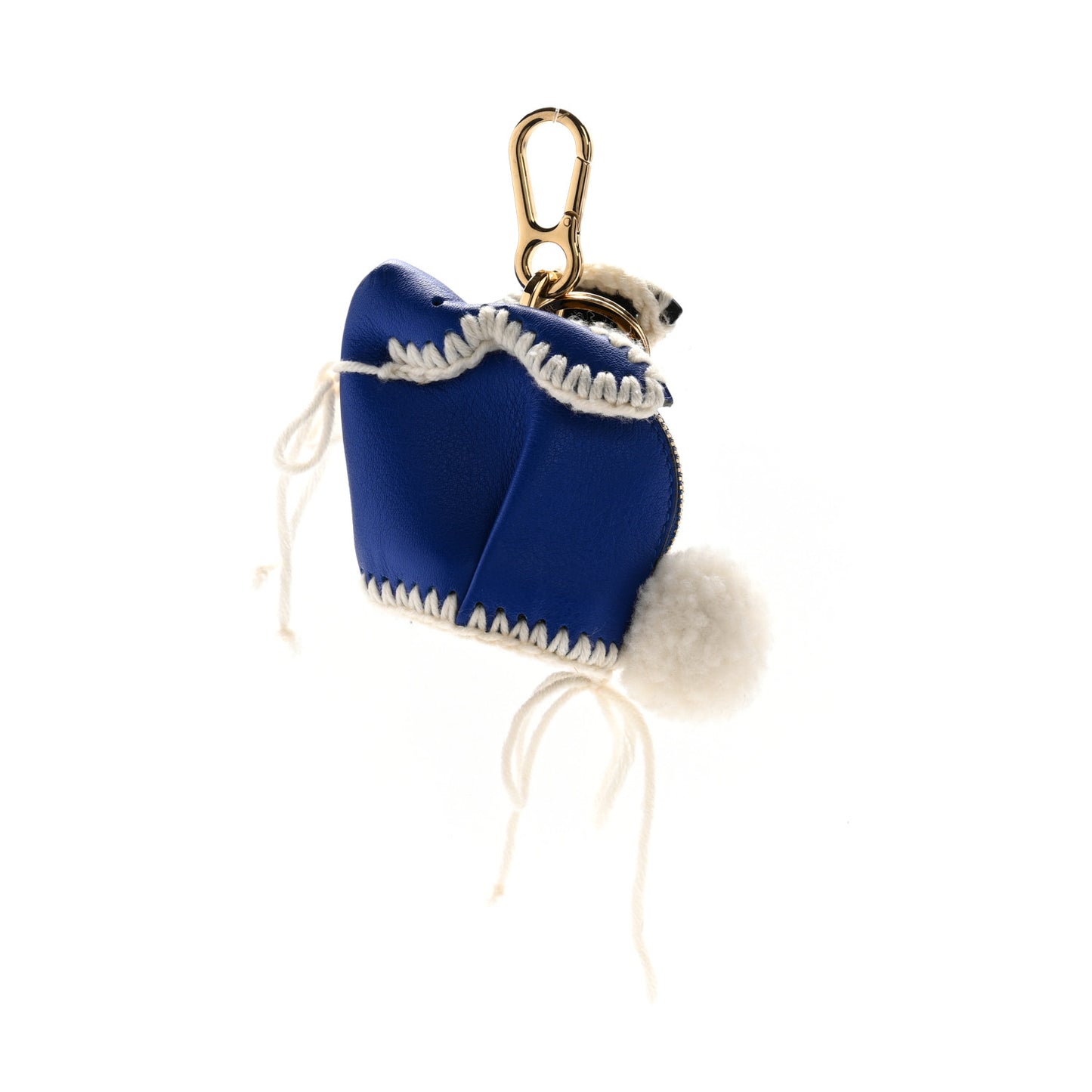 Calfskin Crochet Trip Bunny Charm Electric Blue