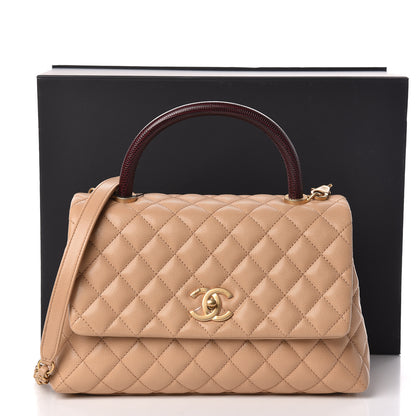 Chanel Caviar Lizard Embossed Quilted Small Coco Handle Flap Beige 11 of 11
