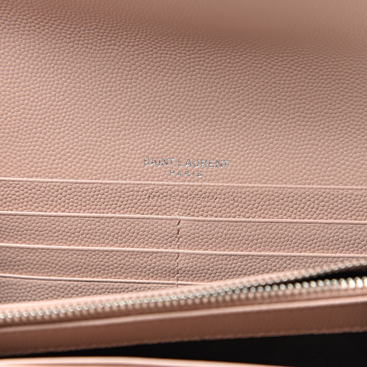 Saint Laurent Grain De Poudre Matelasse Chevron Monogram Wallet Pale Pink 6 of 8