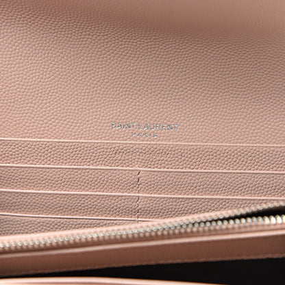 Saint Laurent Grain De Poudre Matelasse Chevron Monogram Wallet Pale Pink 6 of 8