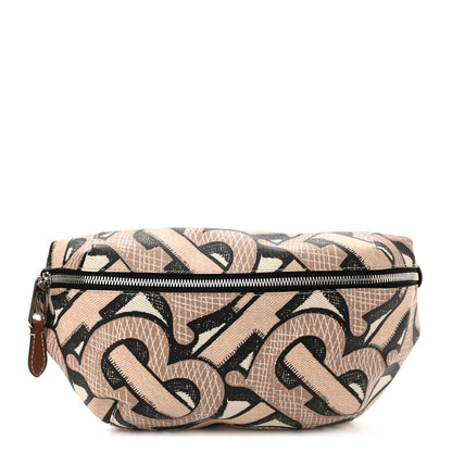Burberry E-Canvas Monogram Medium Sonny Bum Bag Dark Beige 1 of 9
