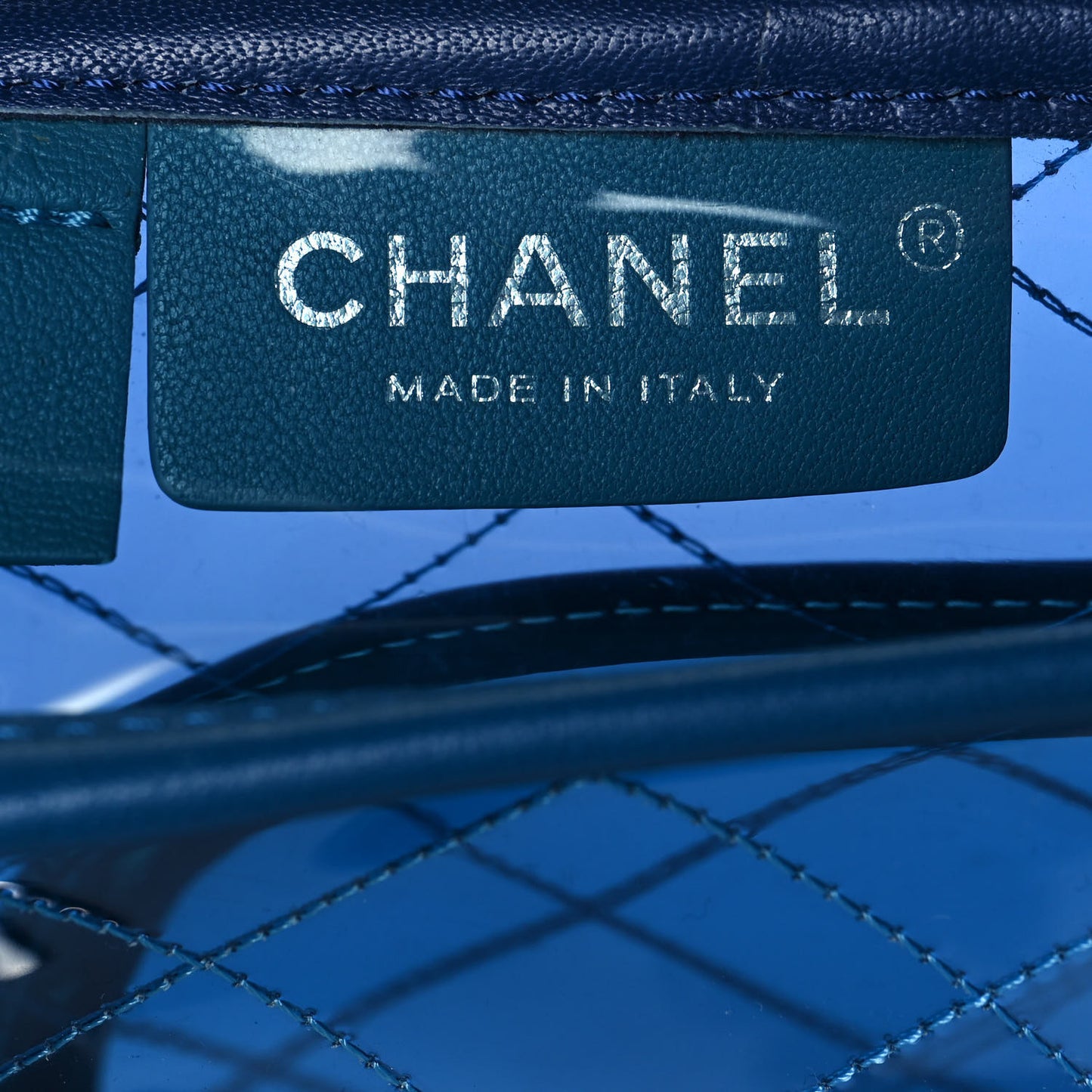 PVC Lambskin Stitched Medium Coco Splash Flap Blue