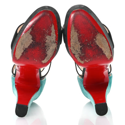 Christian Louboutin Velour Calfskin Summerissima 140 Sandals 38.5 Blue Black 6 of 10