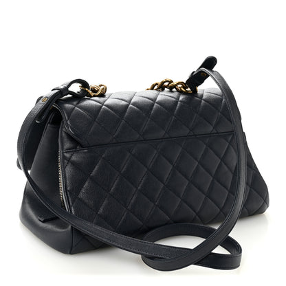 Chanel Shiny Sheepskin Quilted Large Trapezio Flap Navy 3 of 10