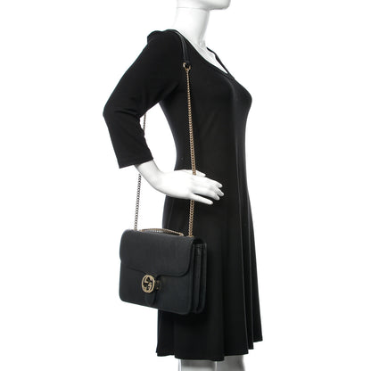 Gucci Dollar Calfskin Interlocking G Shoulder Bag Black 2 of 9