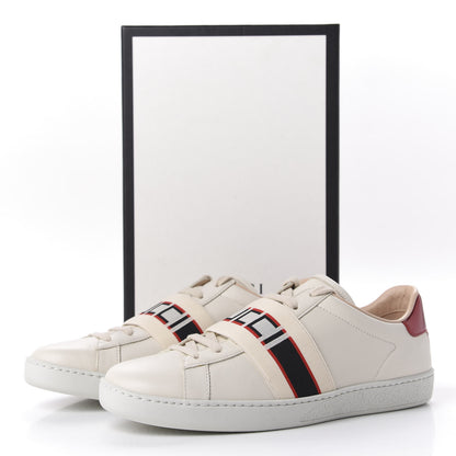 Gucci Calfskin Stripe Womens New Ace Sneakers 39 New Mystic White Ecru Red Flame 10 of 10