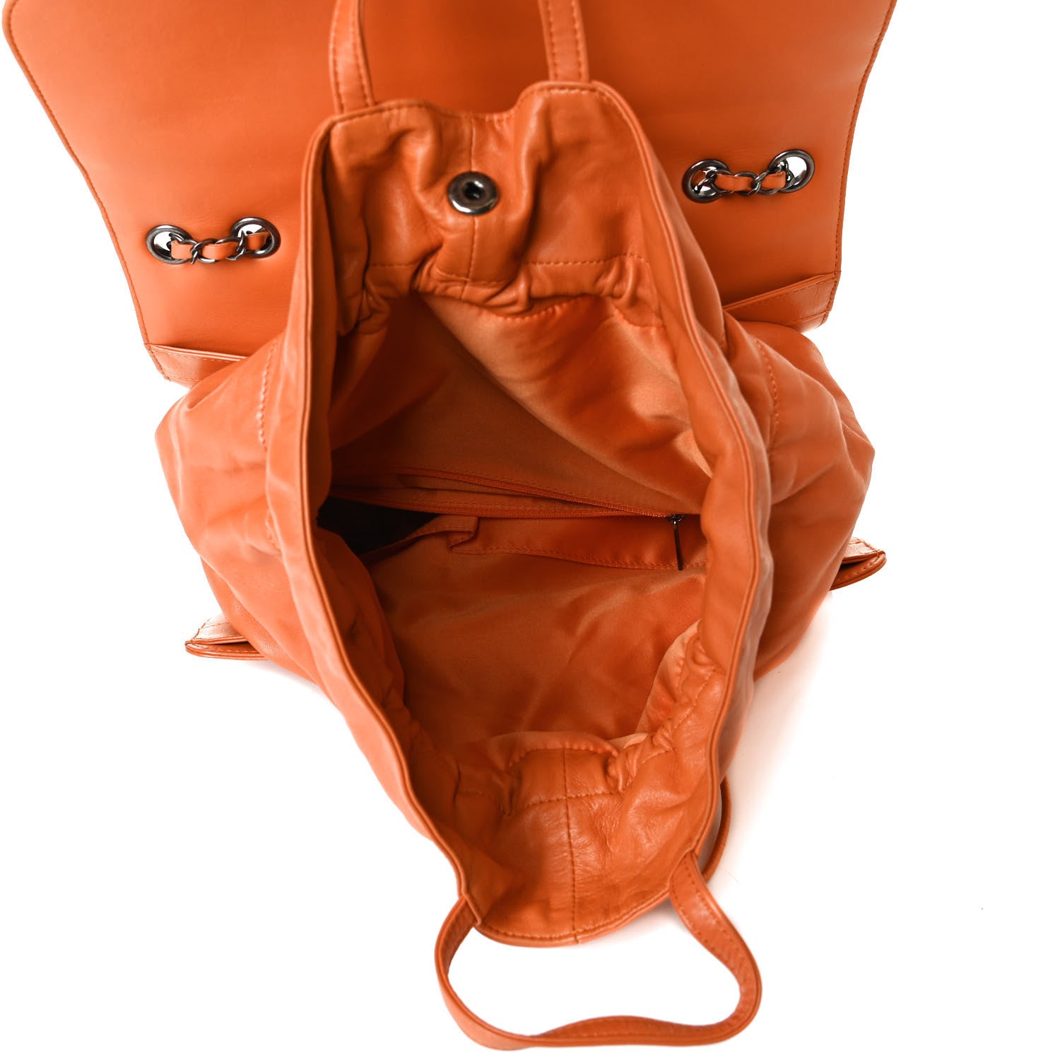 Chanel Lambskin Quilted Jumbo Grocery By Chanel Drawstring Shopping Bag Orange 5 of 9