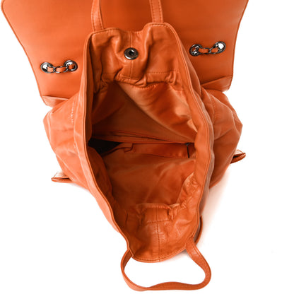 Chanel Lambskin Quilted Jumbo Grocery By Chanel Drawstring Shopping Bag Orange 5 of 9