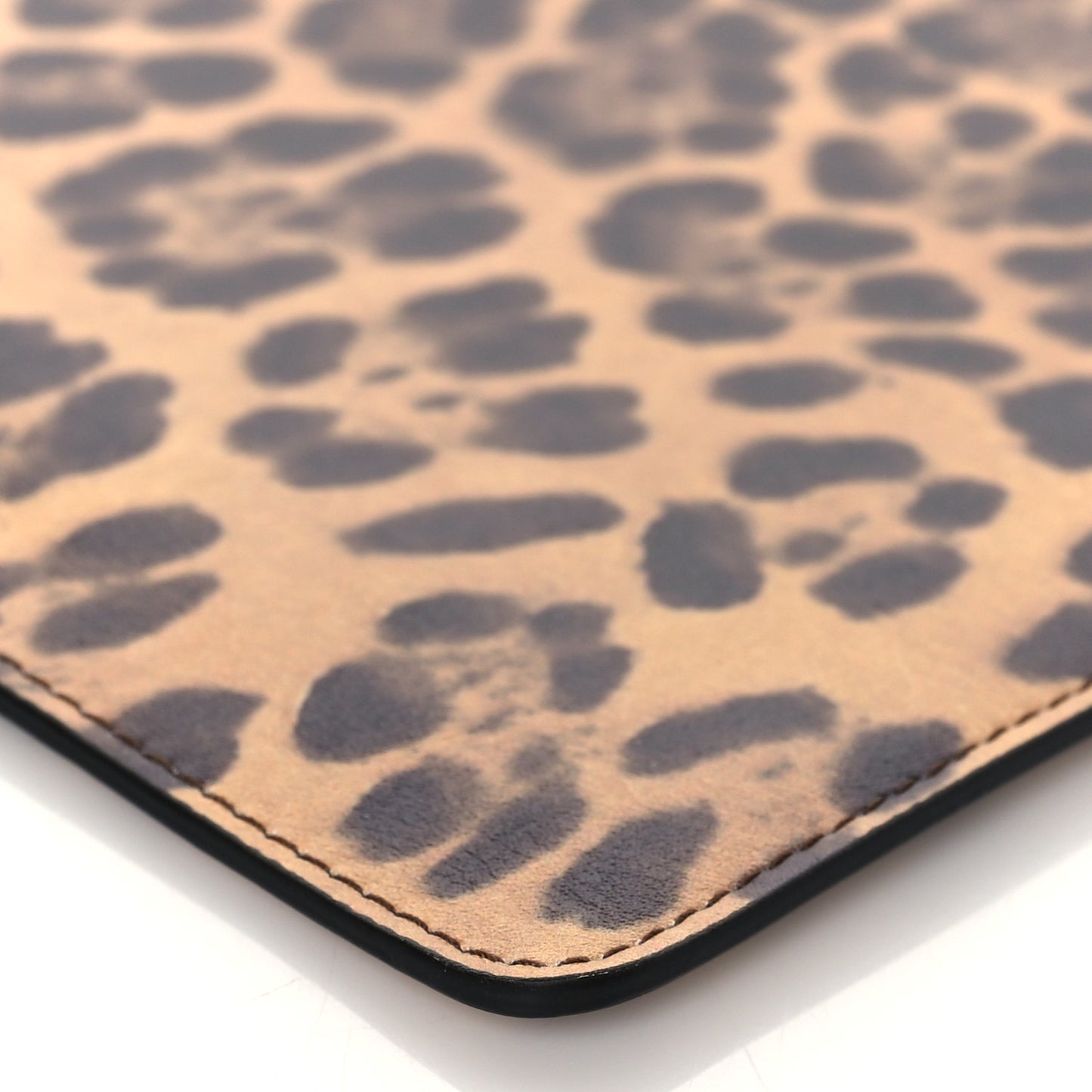Calfskin Leopard Print City Safari Large Pouch Brown