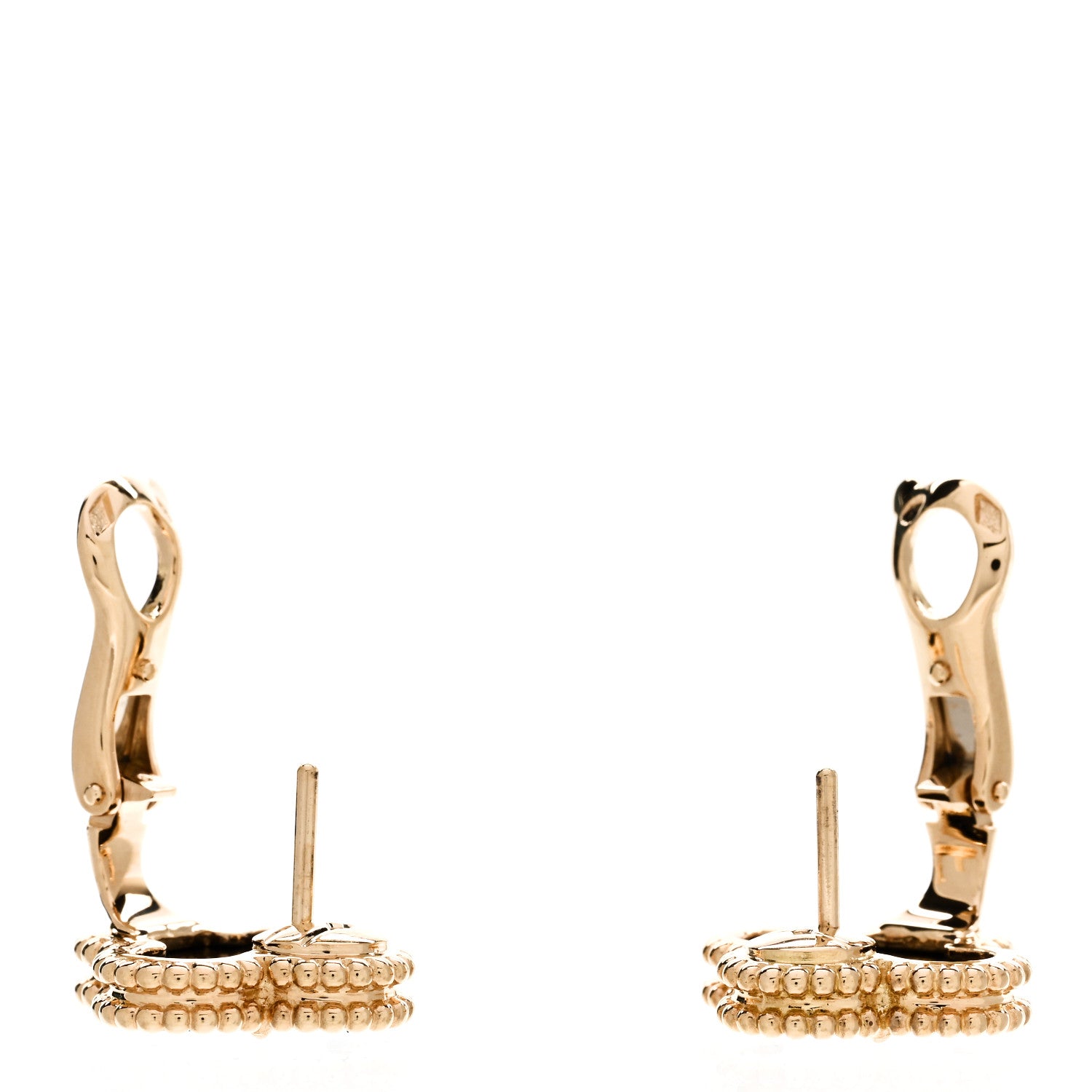 Van Cleef & Arpels 18K Yellow Gold Black Onyx Vintage Alhambra Earrings 4 of 6