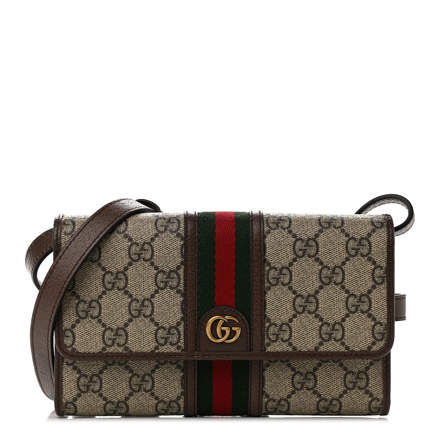 GG Supreme Monogram Web Ophidia Crossbody Wallet Beige New Acero