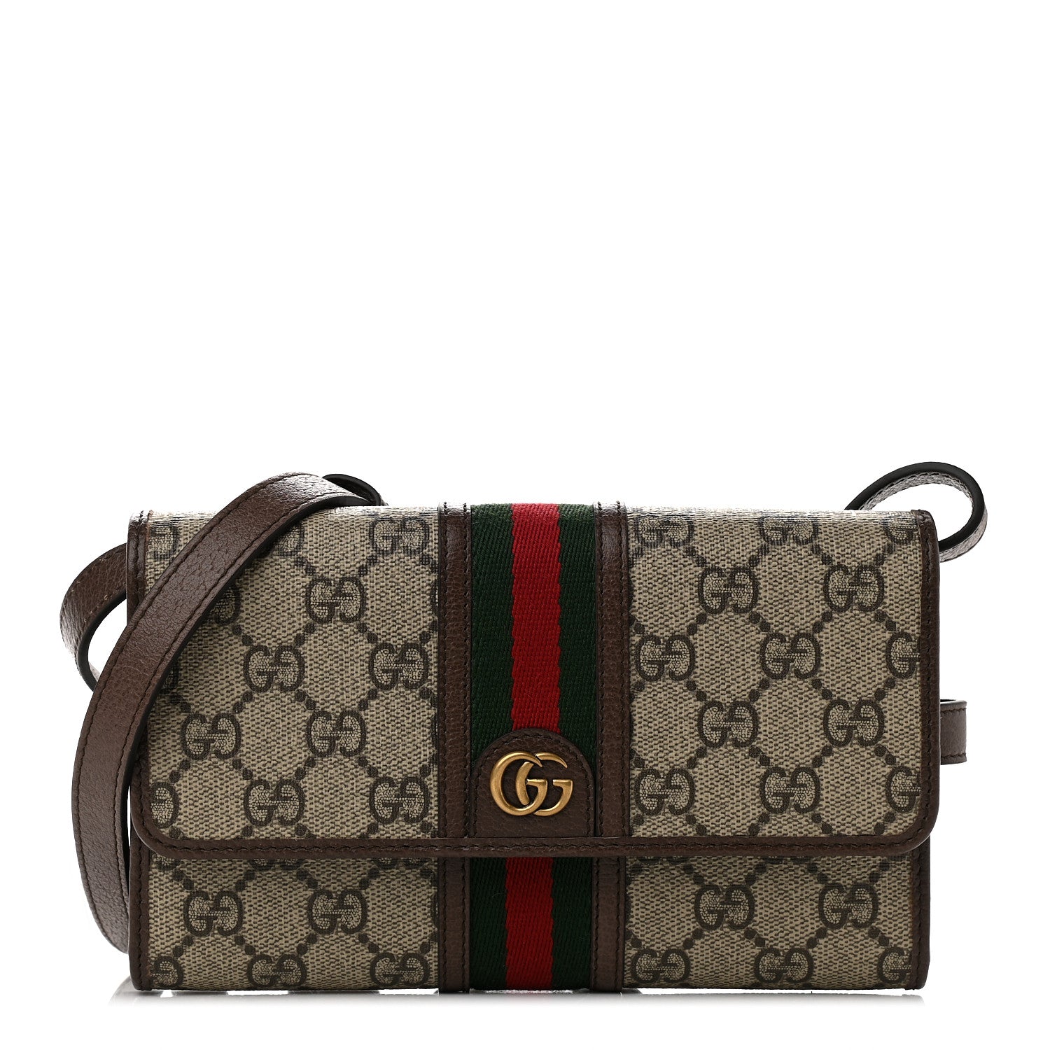 Gucci GG Supreme Monogram Web Ophidia Crossbody Wallet Beige New Acero 1 of 9