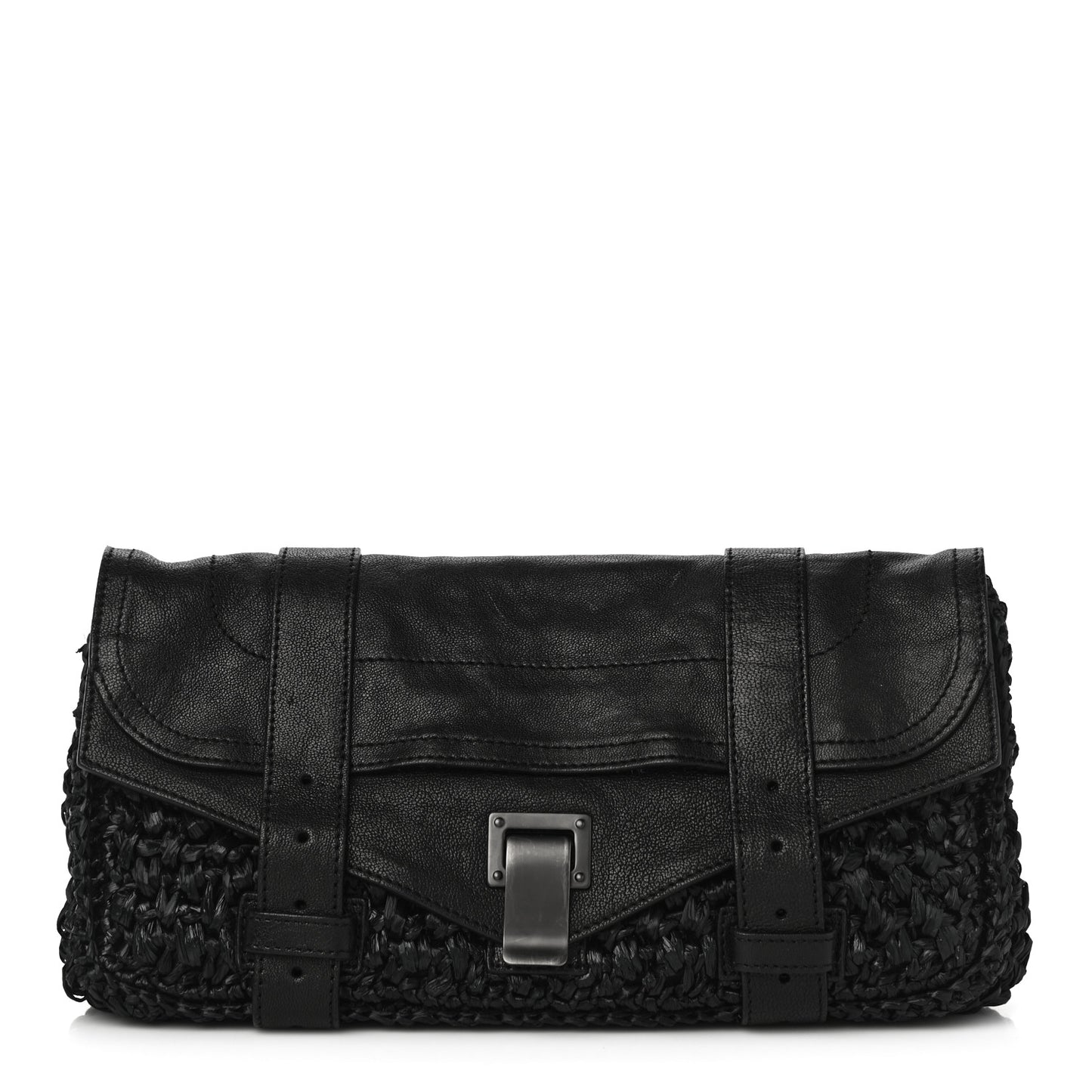 Lambskin Raffia PS1 Pochette Clutch Black