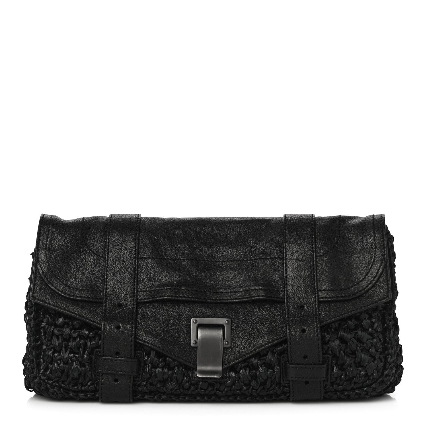 Proenza Schouler Lambskin Raffia PS1 Pochette Clutch Black 1 of 9