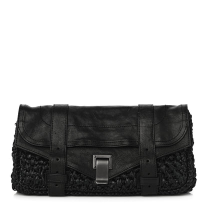 Proenza Schouler Lambskin Raffia PS1 Pochette Clutch Black 1 of 9