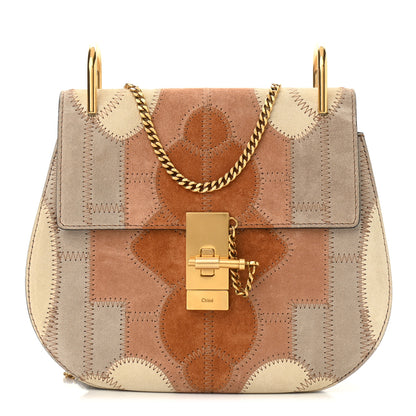Chloe Suede Calfskin Patchwork Drew Shoulder Bag Motty Grey 1 of 9