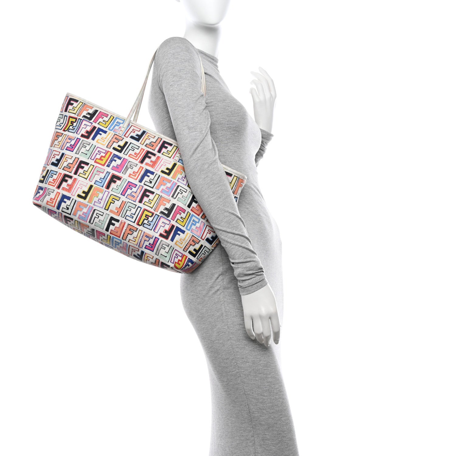 Fendi Zucca Spalmati FF Multicolor Medium Roll Tote Multicolor White 2 of 11