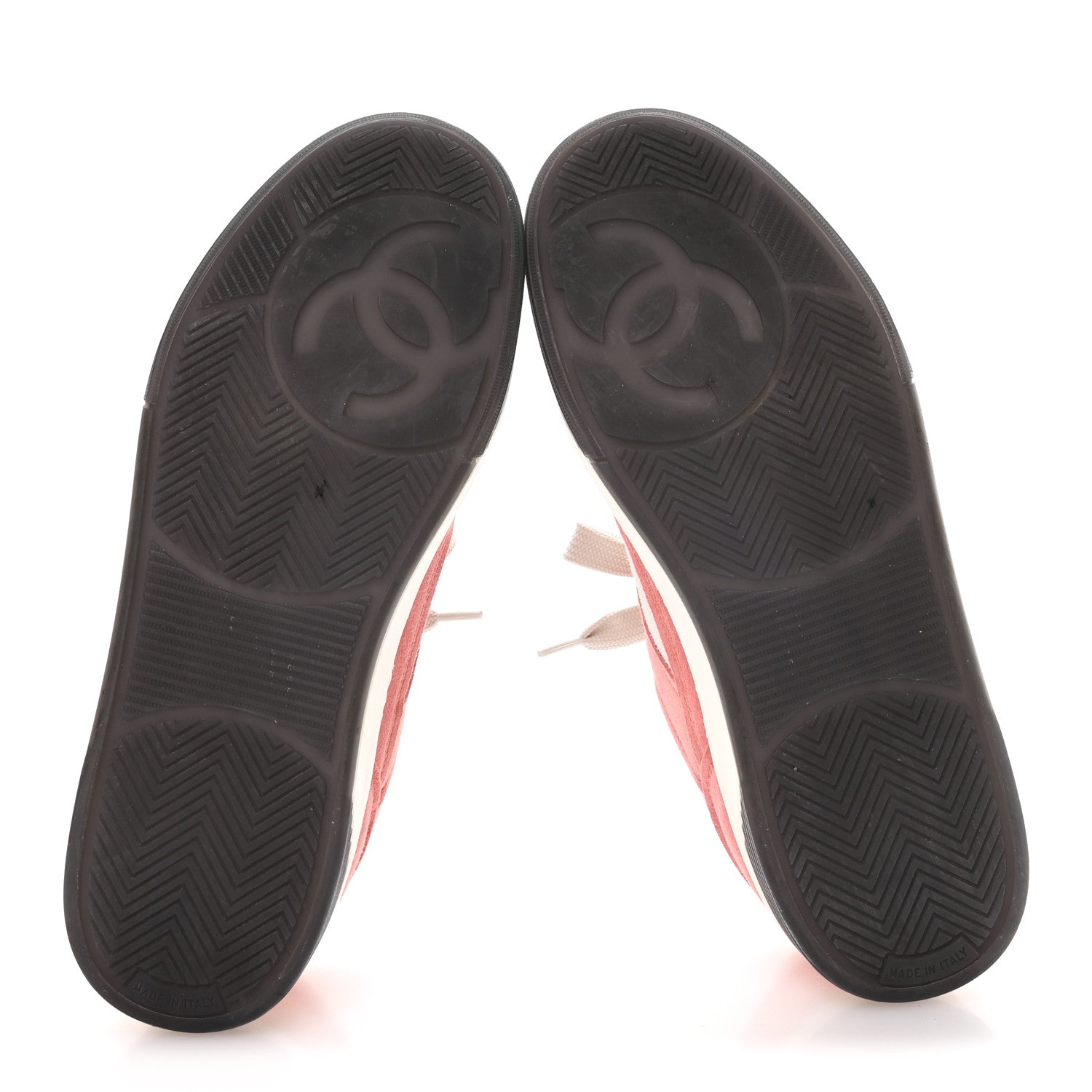 Chanel Suede Kidskin Womens CC Sneakers 38.5 White Pink 6 of 9
