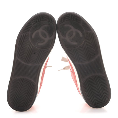 Chanel Suede Kidskin Womens CC Sneakers 38.5 White Pink 6 of 9