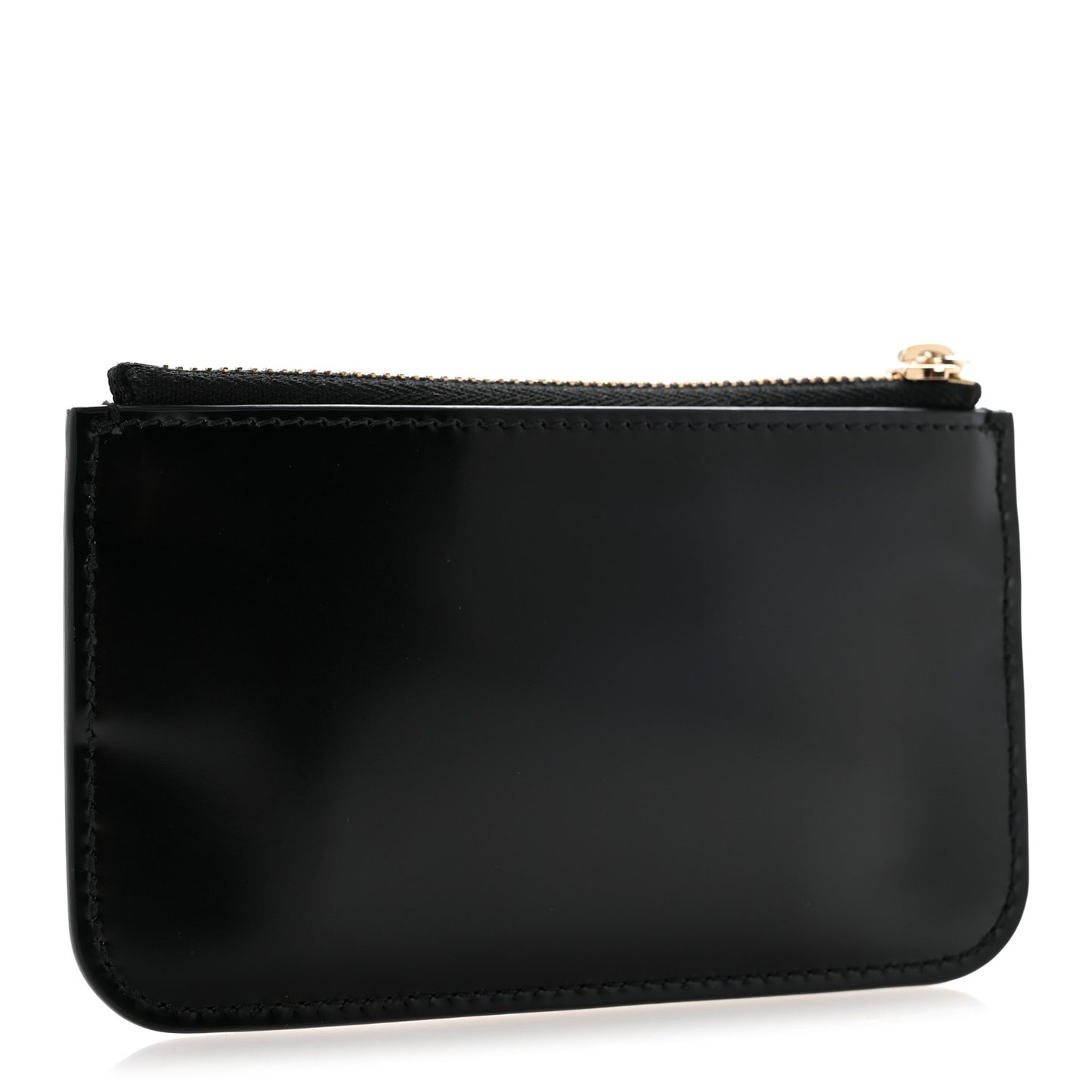 Patent Calfskin Bamboo Key Pouch Black