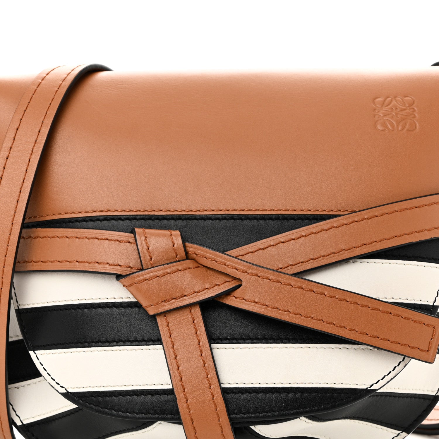 Loewe Calfskin Marine Stripe Small Gate Crossbody Bag Tan 7 of 9