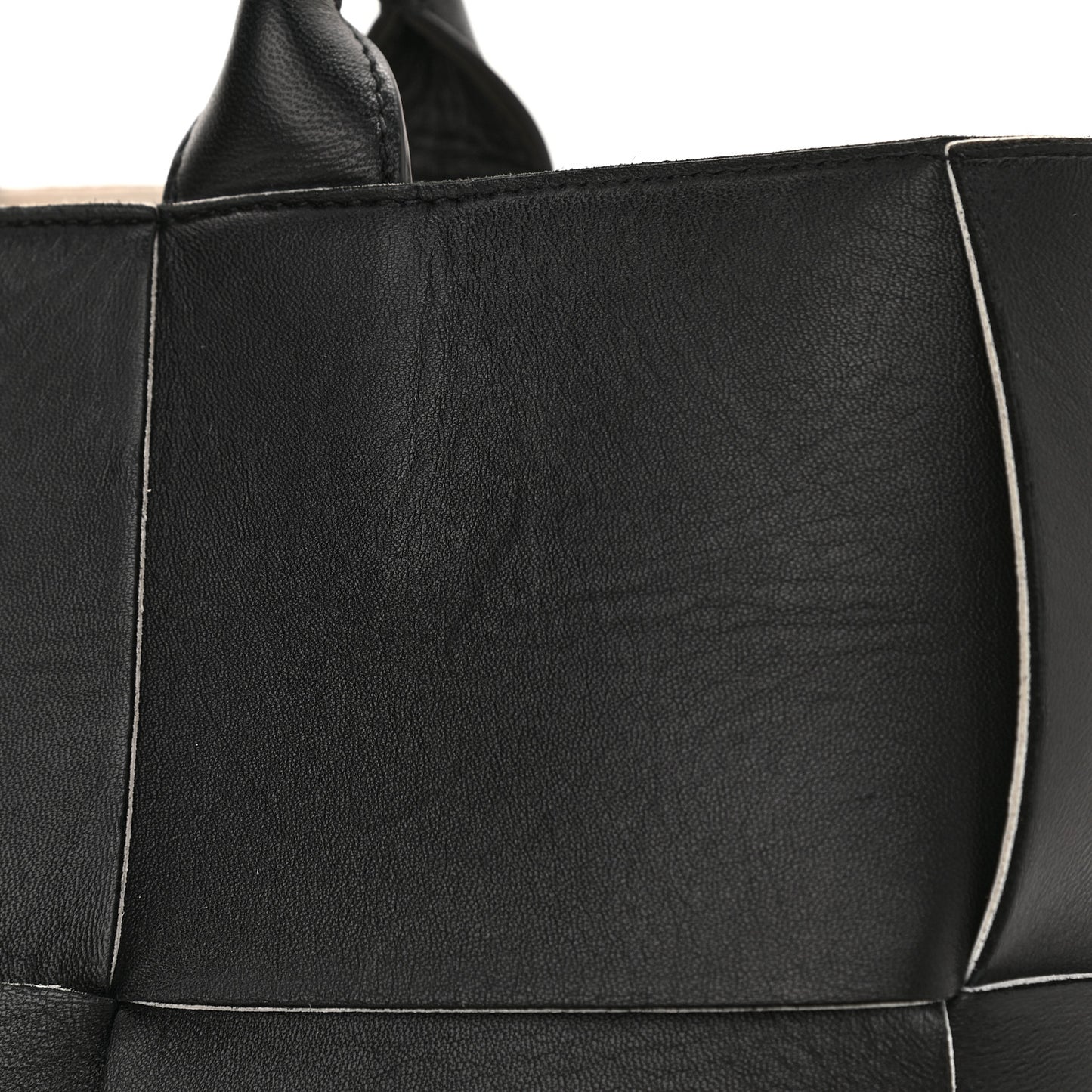 Nappa Maxi Intrecciato Small Arco Tote Black White