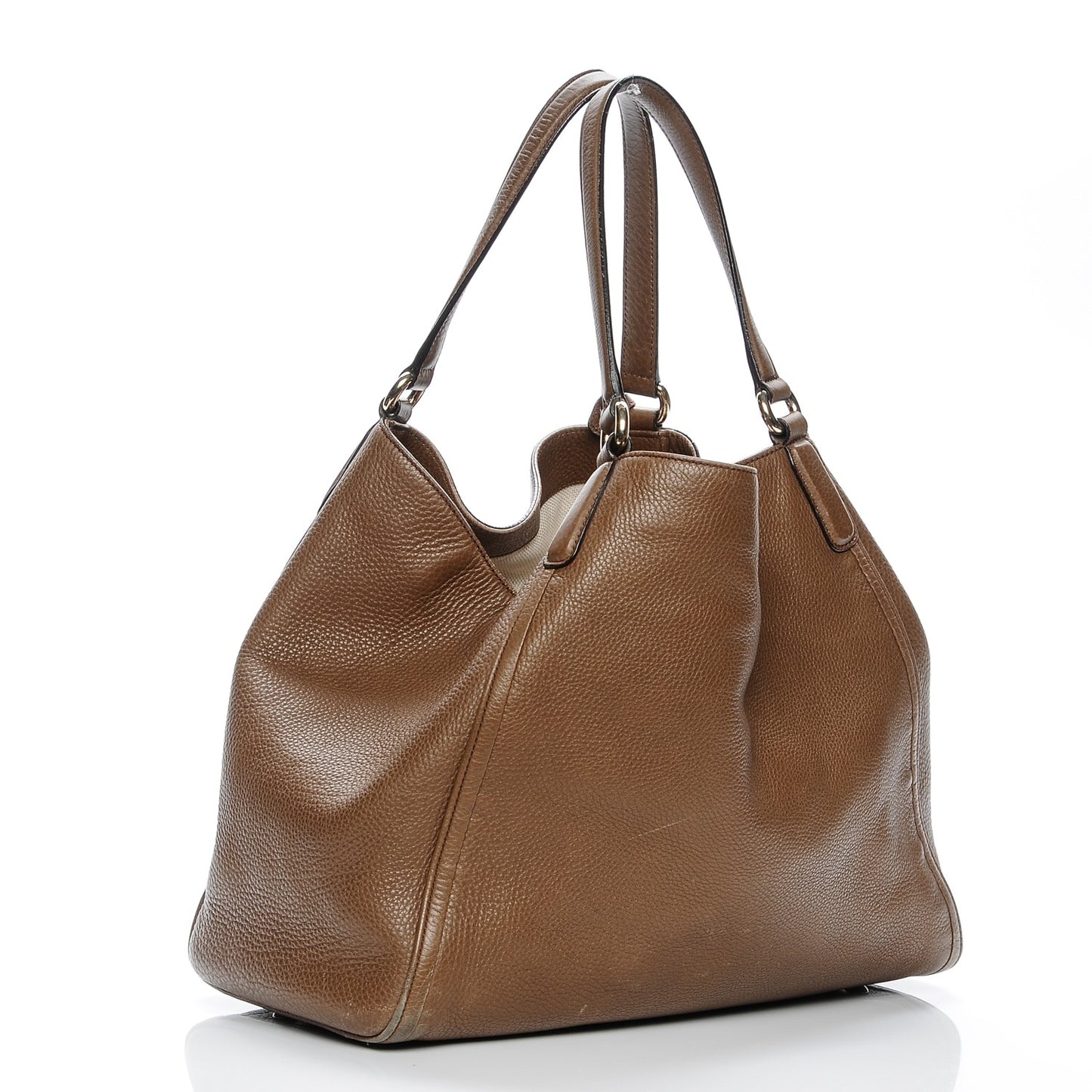 Pebbled Calfskin Medium Soho Shoulder Bag Brown