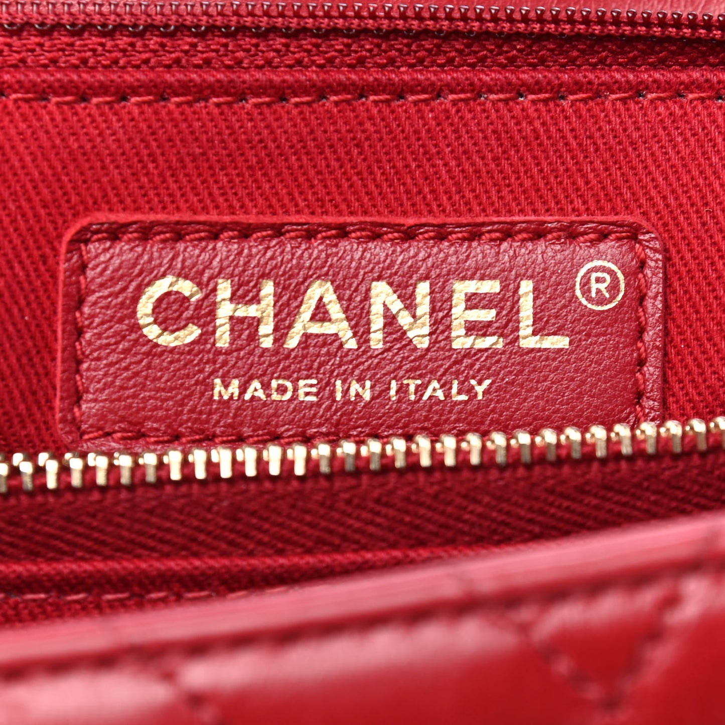 Calfskin Chevron Quilted Large Coco Handle Flap Red