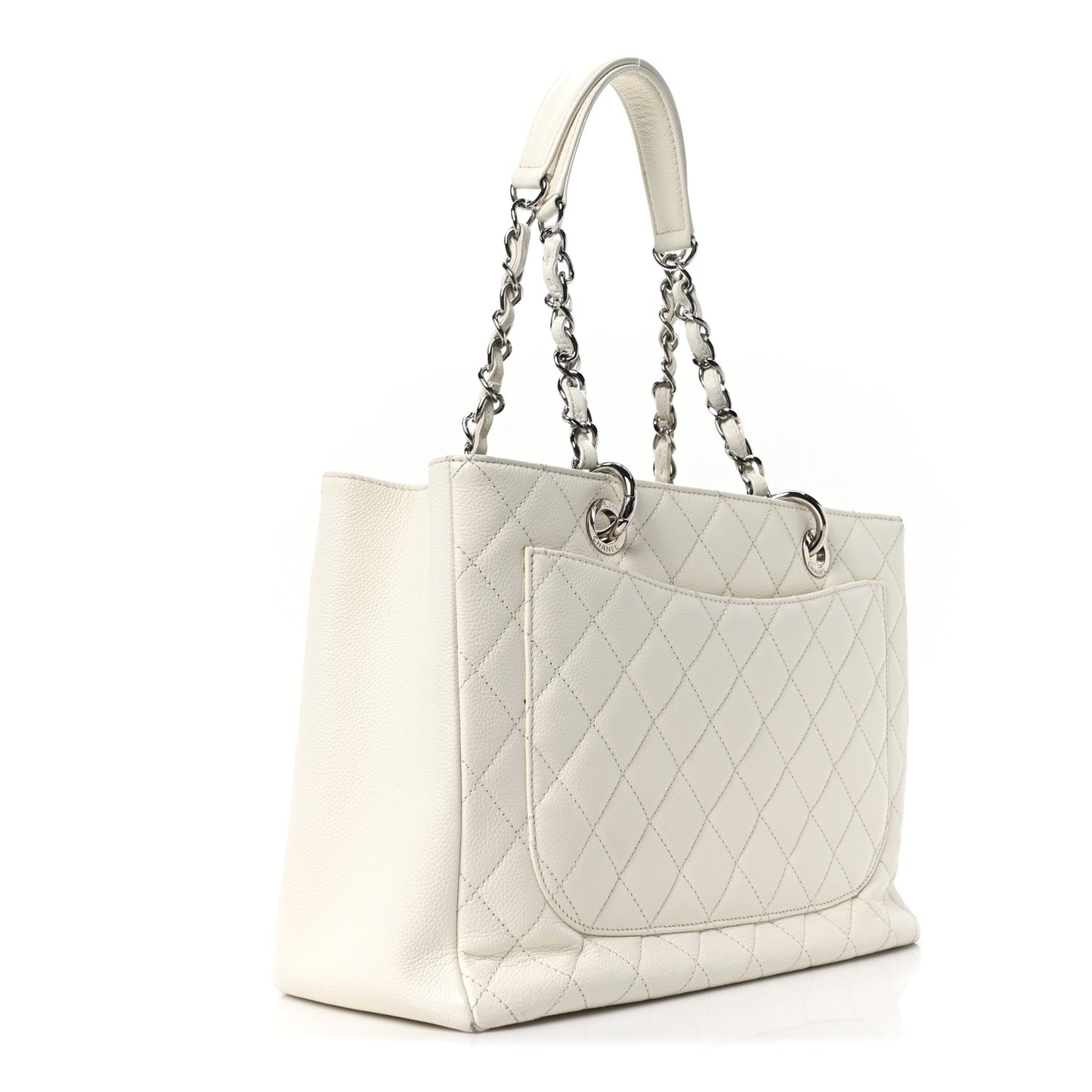 Caviar Quilted Grand Shopping Tote GST White