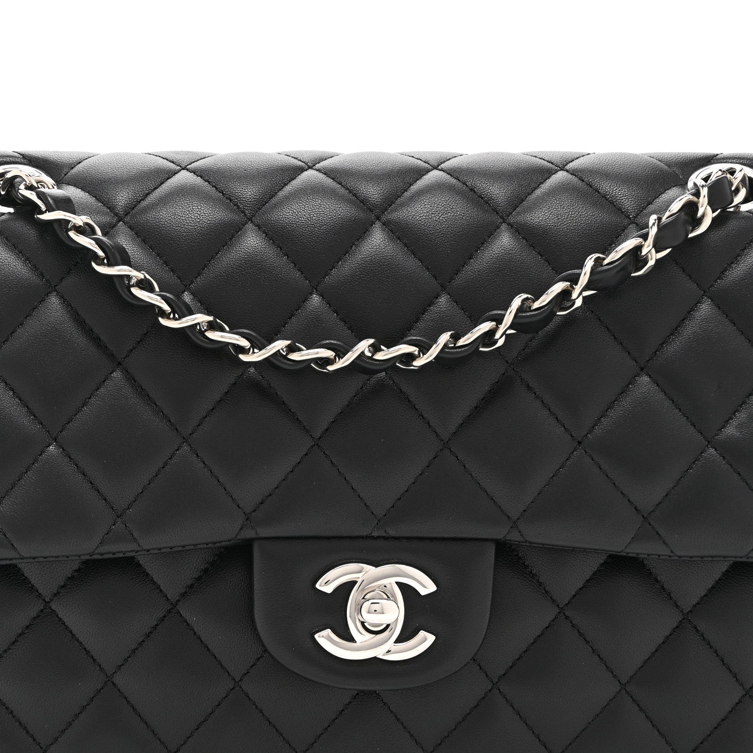 Chanel Lambskin Quilted Medium Double Flap Black 8 of 11
