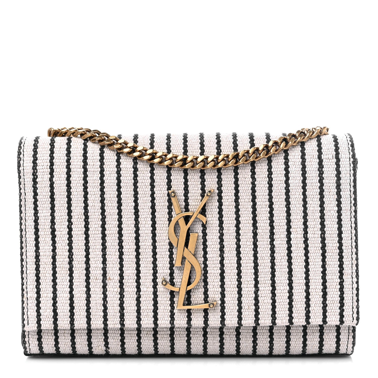Saint Laurent Canvas Small Striped Kate Satchel Grigio Multicolor 1 of 10