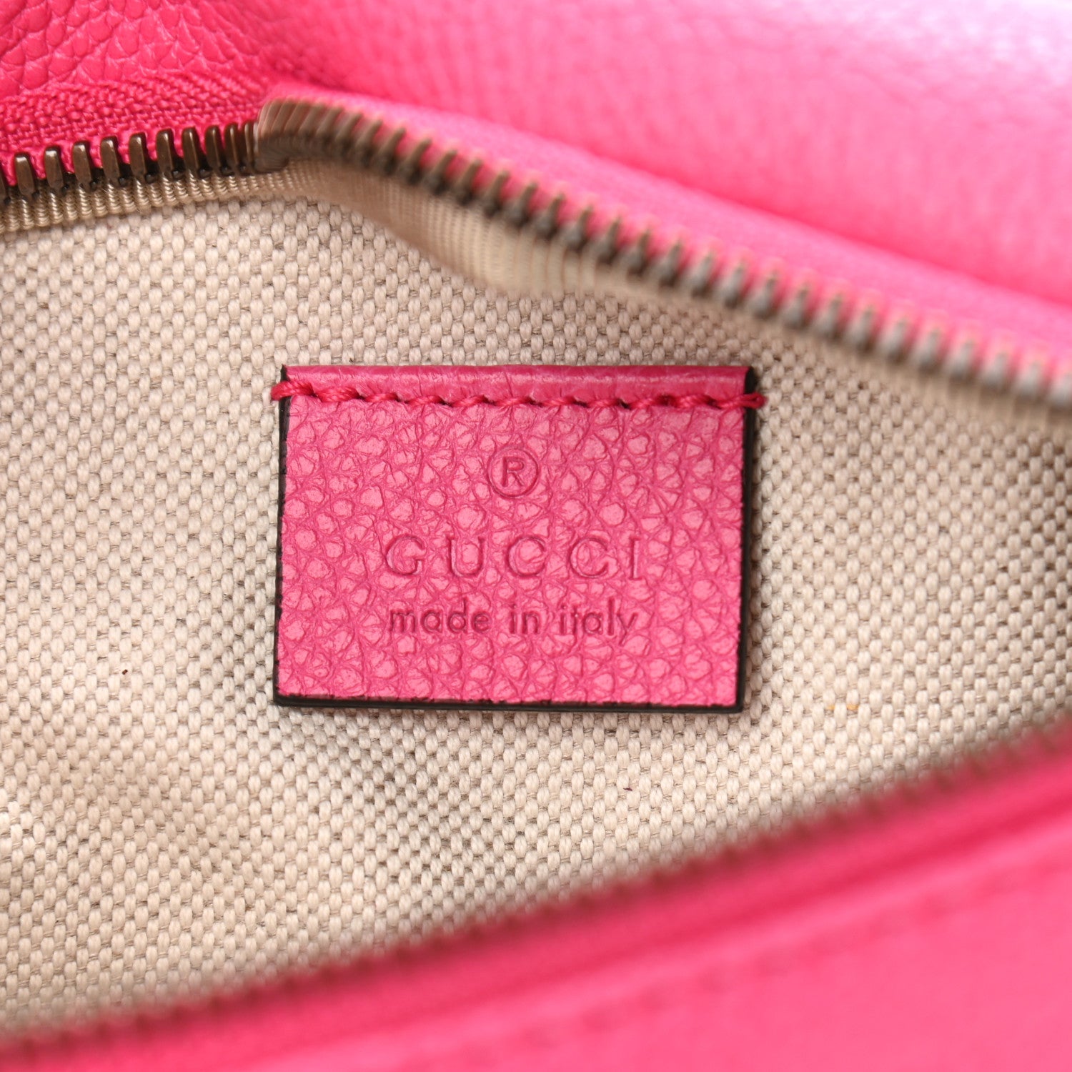 Gucci Grained Calfskin Small Logo Belt Bag Box Pink Green 6 of 10