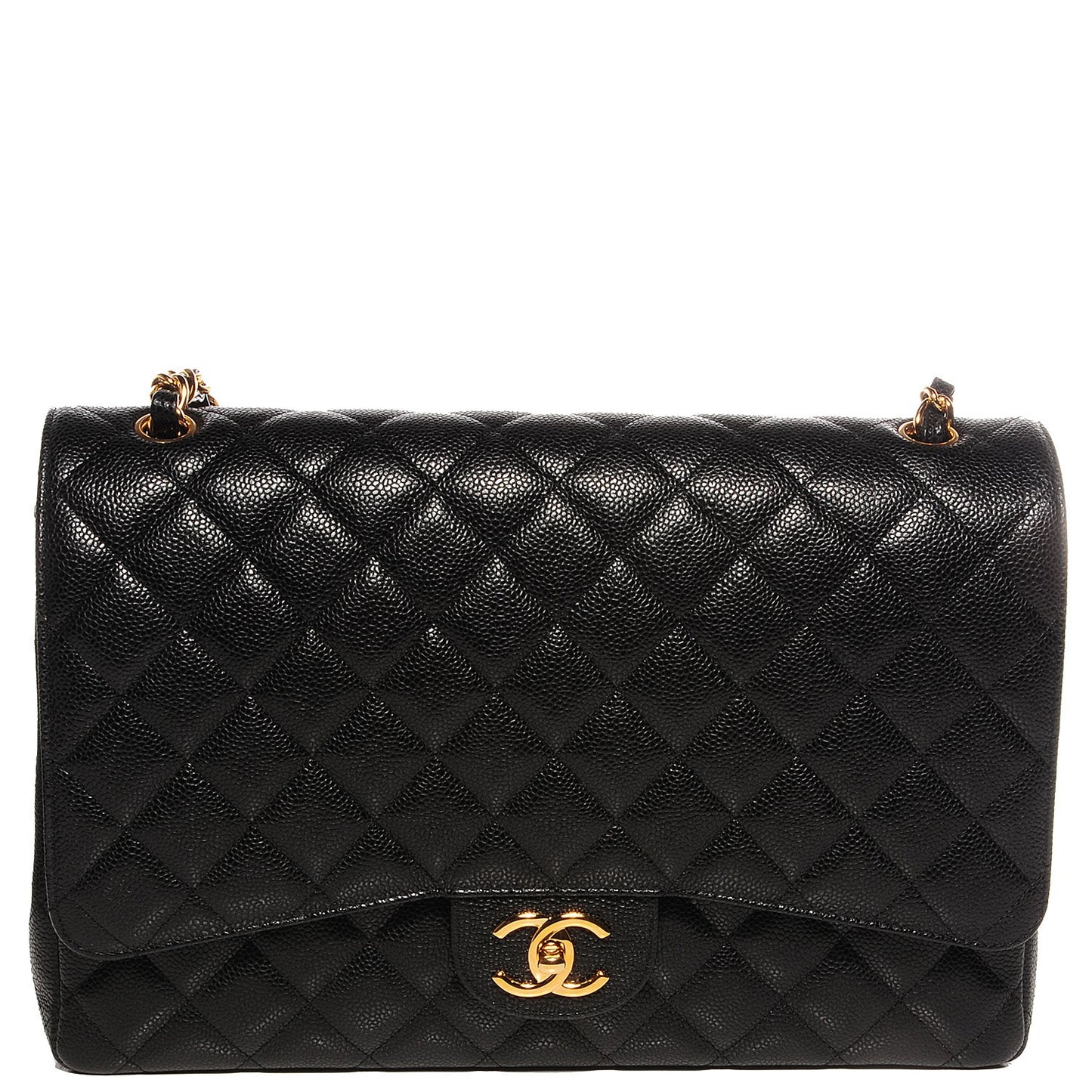 Caviar Quilted Maxi Double Flap Black