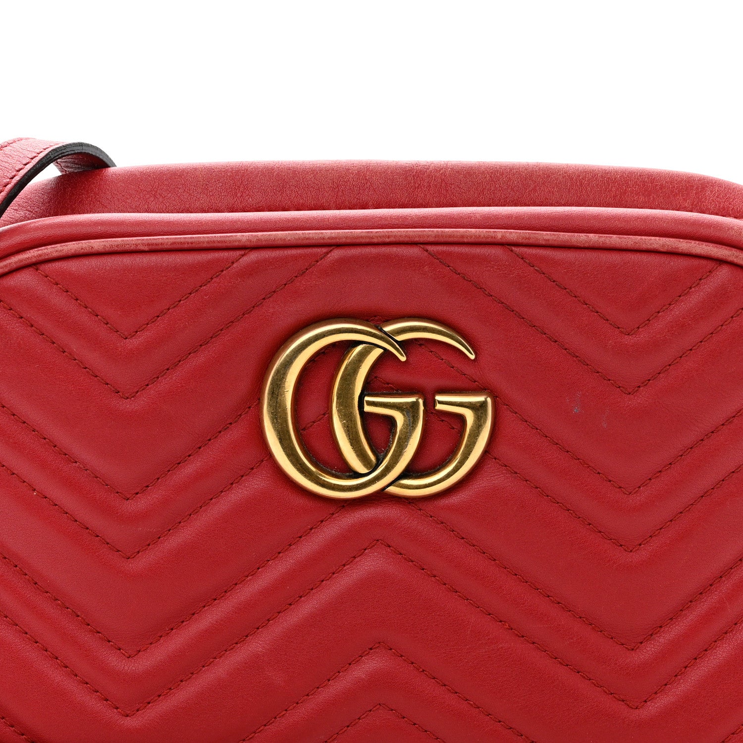 Gucci Calfskin Matelasse Small GG Marmont Chain Shoulder Bag Hibiscus Red 5 of 12