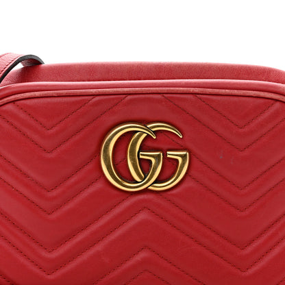Gucci Calfskin Matelasse Small GG Marmont Chain Shoulder Bag Hibiscus Red 5 of 12