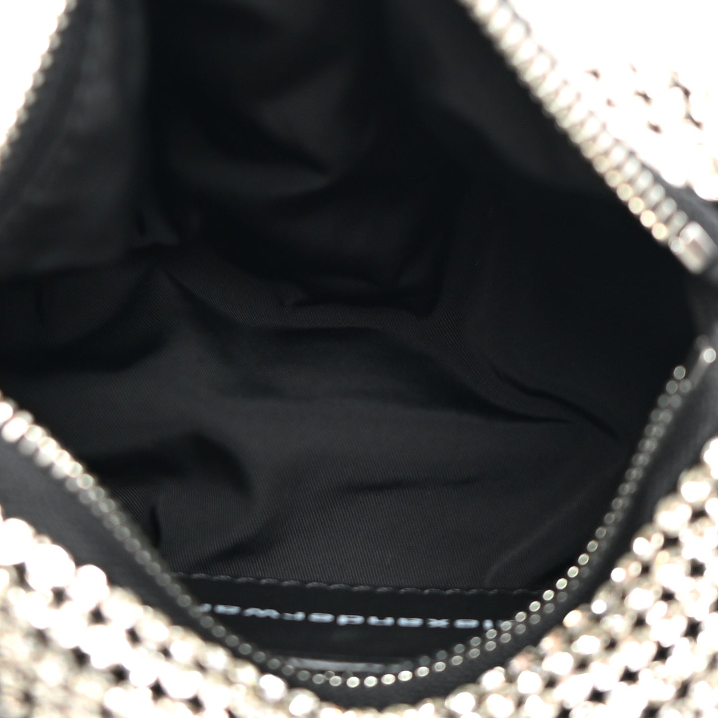 Mesh Crystal Rhinestone Mini Heiress Pouch Black Silver