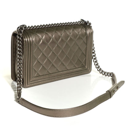 Chanel Metallic Lambskin Perforated New Medium Boy Flap Silver 3 of 9