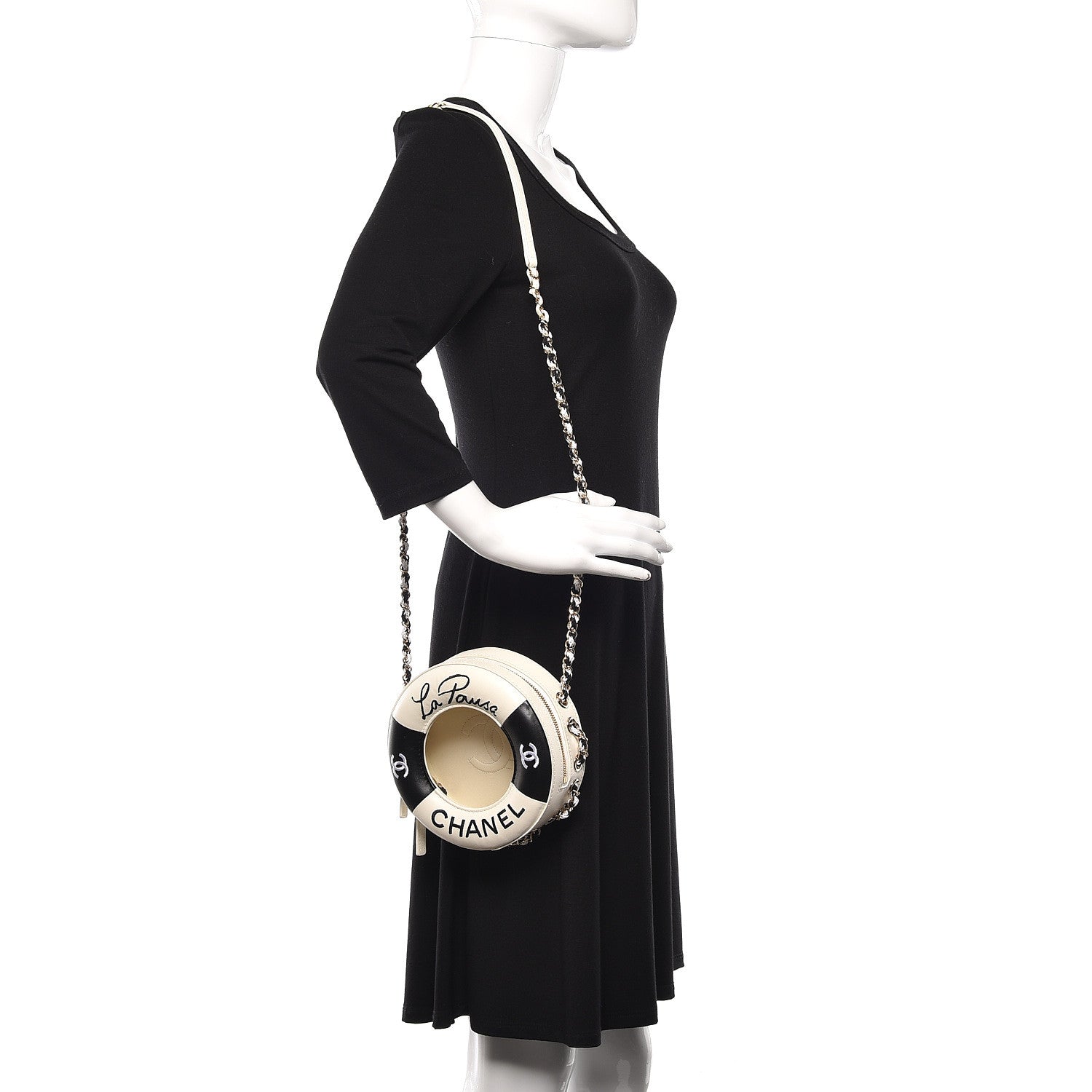 Chanel Lambskin Coco Lifesaver Round Bag Black White 2 of 11