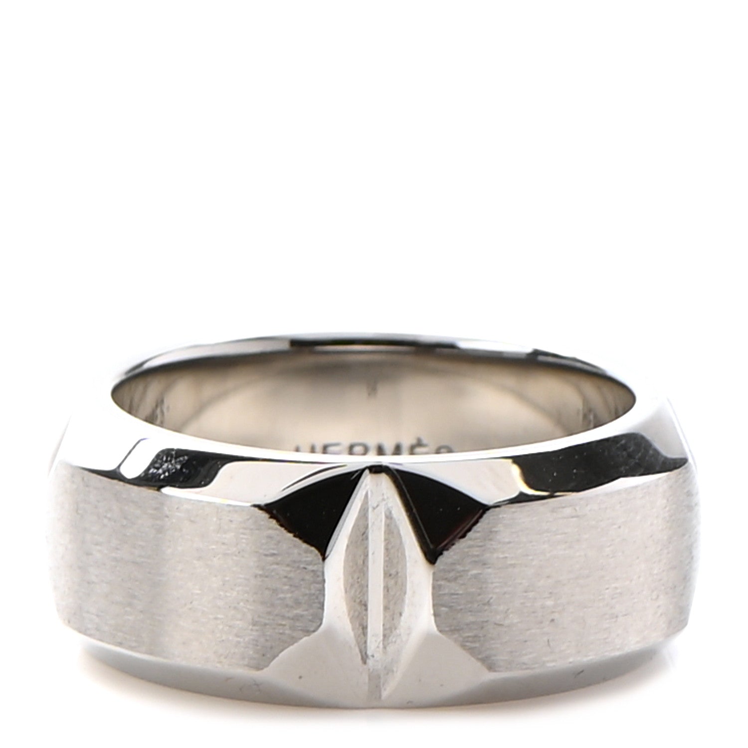 Hermes Stainless Steel Sac A Depeches Ring 64 10.75 1 of 5