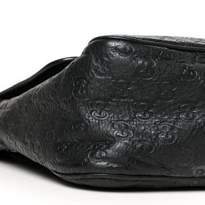 Gucci Guccissima Medium Flap Messenger Bag Black 9 of 13