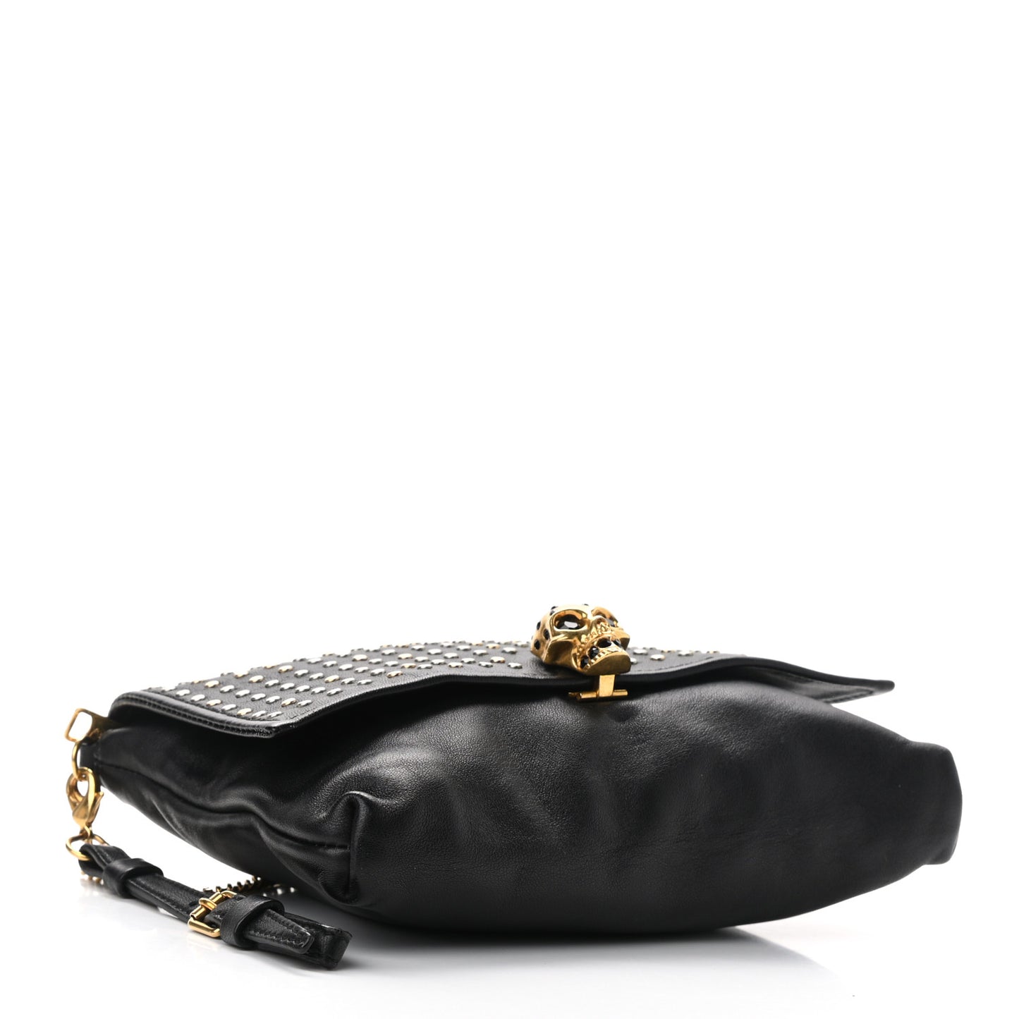 Calfskin Studded Skull Bag Black
