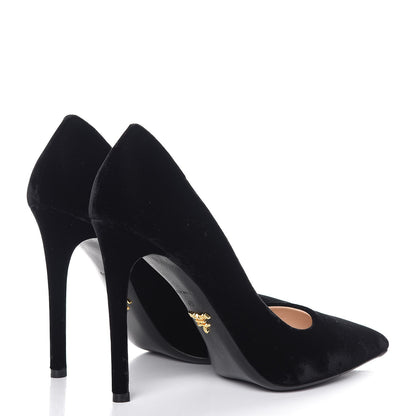 Prada Velvet Pointed Toe Pumps 40 Black 4 of 11