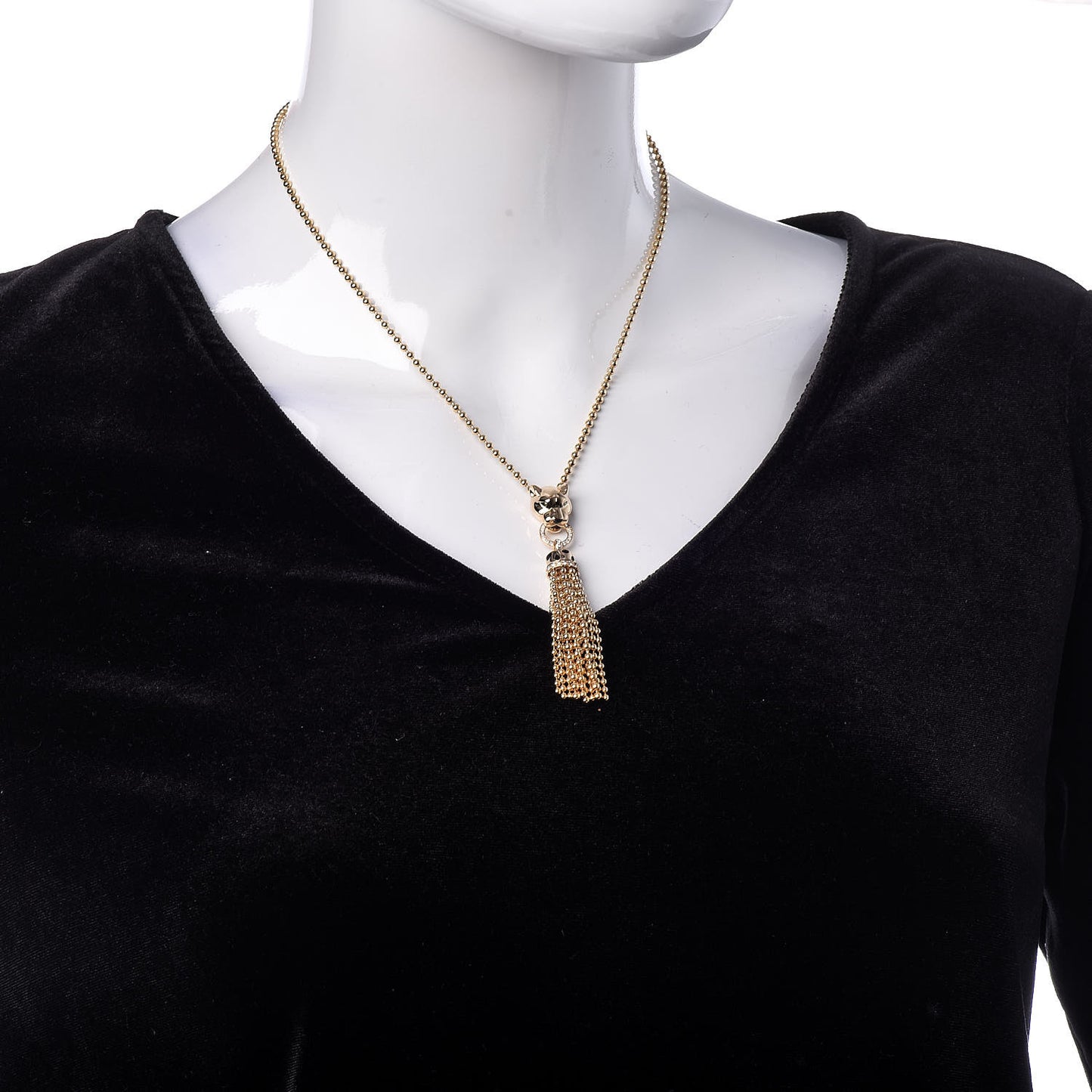 18K Yellow Gold Diamond Tsavorite Onyx Black Lacquer Panthère De Necklace