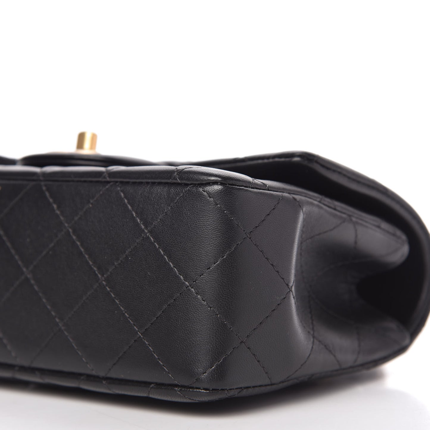 Lambskin Quilted Mini Top Handle Rectangular Flap Black